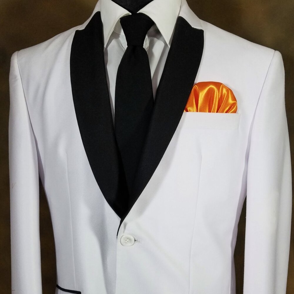 New - Men's Orange Satin Pre-Folded Pocket Square Insert